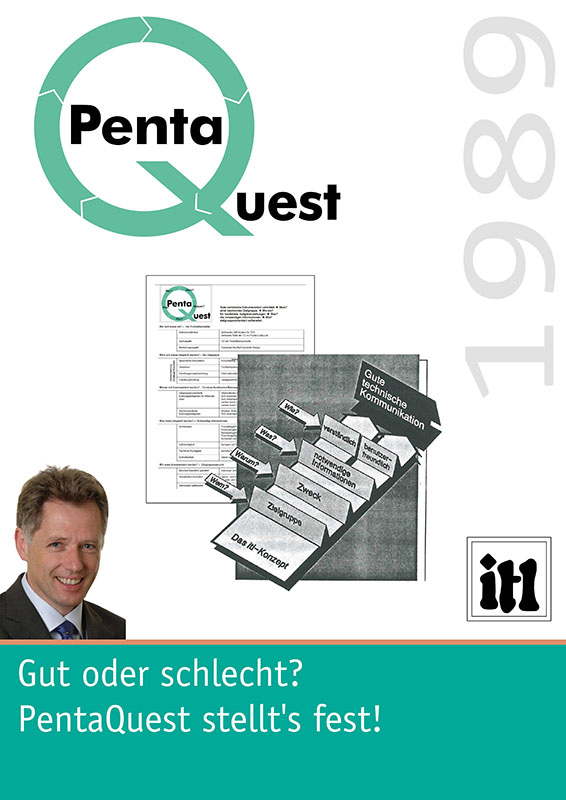 Dieter Gust entwickelt 1990 die PentaQuest-Methode zur Beurteilung und Erstellung von Technischer Dokumenation. Ist die Doku gut oder schlecht? PentaQuest stellt's fest!